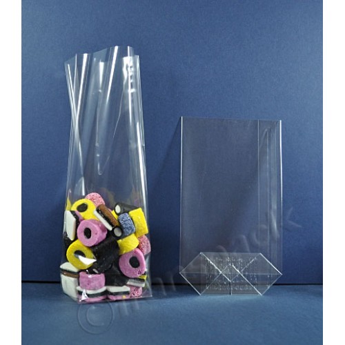 Cellophane Gift Bags with Cardboard Base Clear Block Bottom.100mm x220mm